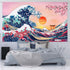Ocean Wave Tapestry Japanese Kanagawa Backdrop Great Wave Tapestry Cherry Blossom Nature Sunset Background Wall Hanging Banner for Japanese Party ...
