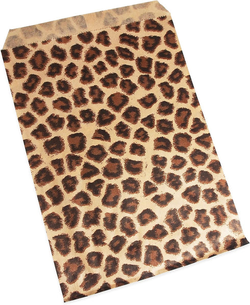 CuteBox Leopard/Cheetah Flat Paper Gift Bags 100 pcs (5" x 7") for Merchandise, Crafts, Party Favors, Tradeshows, Retail, Showcases, Display, Holi...