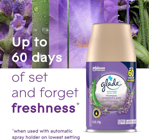 Glade Automatic Spray Refill, Air Freshener for Home and Bathroom, Tranquil Lavender & Aloe, 6.2 Oz...