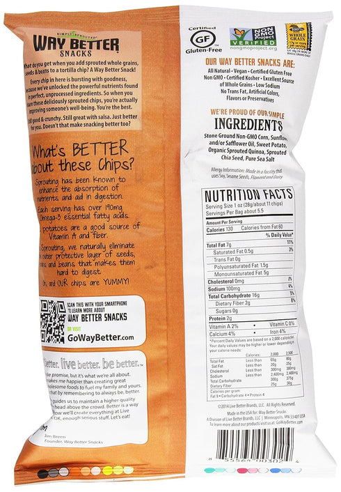Way Better Snacks Tortilla Chips, Sweet Potato, 5.5 Ounce...