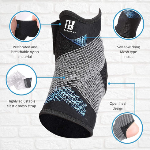 Ankle Brace for Women and Man, Ankle Compression Sleeve, Ankle Support with Adjustable Compression Strap for Sprained Ankle, Injury Recovery and M...