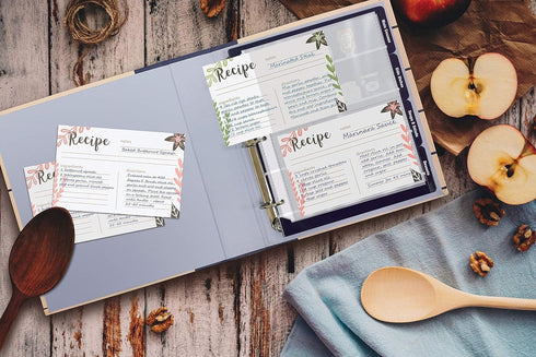 Better Kitchen Products Recipe Card Page Protectors, 100 Count, 4 x 6 inch Pockets, 2 Pockets Per Page, Recipe Book Pocket Page Refill Sheets, 8.5...