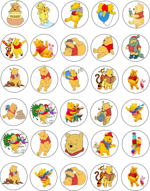 30 x Edible Cupcake Toppers – Honey Bear Inspired Collection of Edible Cake Decorations | Uncut Edible on Wafer Sheet...