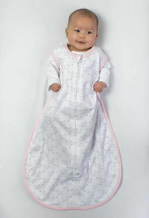 Amazing Baby Cotton Sleeping Sack, Wearable Blanket with 2-way Zipper, Pink Tiny Zebras, Medium (6-12 mo)...