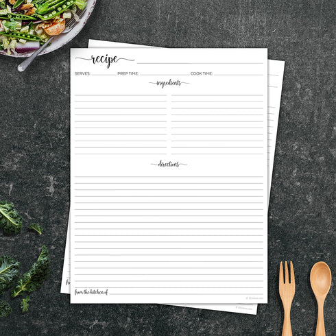 321Done Recipe Paper 8.5x11 White, 50-Pack, Made in USA, Full Page Blank Recipe Paper to Write in Your Own Recipes, Minimalist Letter Size Refill ...