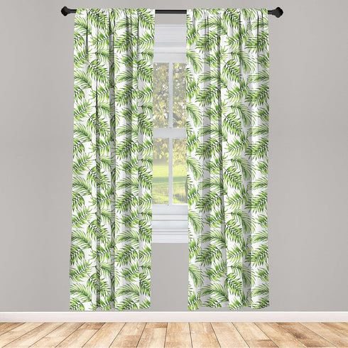 Ambesonne Palm Leaf Window Curtains, Exotic Pattern with Tropical Leaves in Watercolor Art Style Jungle Luau Hawaii, Lightweight Decor 2-Panel Set...