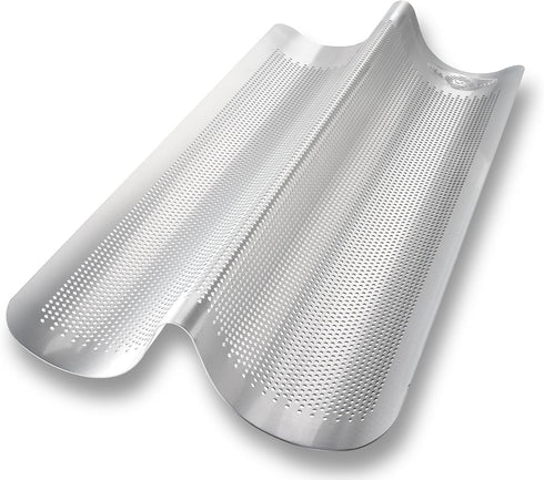 USA Pan Aluminum Nonstick Perforated Italian Loaf Pan, 2-Well...