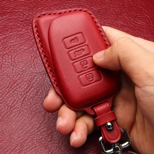 Tukellen for Lexus Leather Key Fob Cover with Keychain Compatible with Lexus RX ES GS LS NX RS GX LX RC LC Smart Key-Red...