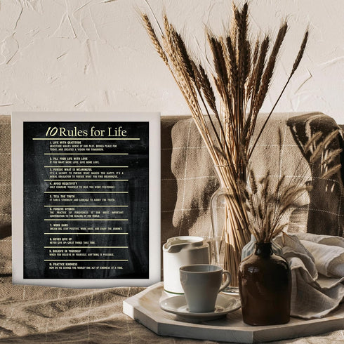 Posterizer 1 pcs-10 rules for life-daily encouraging reminders-Motivational & Inspirational Art-Workplace & Office Art-Decor for Home & Office- UN...