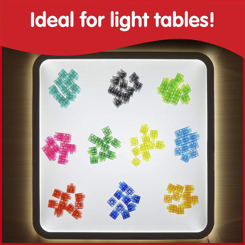 edxeducation Translucent Linking Cubes - Construction Toy for Early Math - Set of 100 - 0.8 Inch - Light Table Toy - Elementary + Preschool Learni...