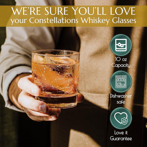 Greenline Goods Whiskey Glasses – Northern Summer Sky & Astronomy Constellations (Set of 2) – Etched 10 Oz Tumbler Gift Set - Old Fashioned Rocks ...