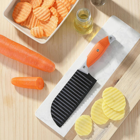 Crinkle Cutter for Veggies, VITUER Crinkle Cut Knife for French Fry, Vegetable, Potato, Cucumber, Carrot and Fruit, Stainless Steel Wave Fries Cut...