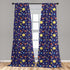 Lunarable Space Curtains, Astronomy Themed Composition with Hand Drawn Planets Sun Rockets Stars and Astronauts, Window Treatments 2 Panel Set for...