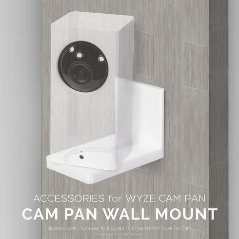 Screwless Wall Mount Kit for Wyze Cam Pan, VHB Stick On - Easy to Install, Full Tilt & Pan Function, No Mess, No Drilling, Strong Adhesive Mount b...
