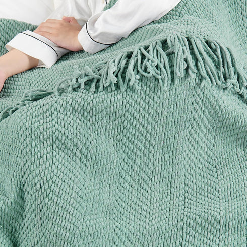 Home Soft Things Throw Blanket Knitted Tweed Throw 50'' x 60'', Silver Blue, Super Soft Cozy Warm Comfortable Breathable Throw for Living Room Cha...