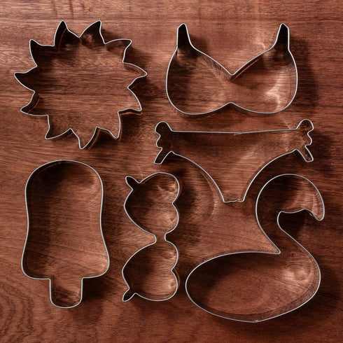 LILIAO Summer Beach Cookie Cutter Set - 6 Piece - Sun, Flamingo Float, Popsicle, Heart Sunglasses and Bikini Biscuit Cutters - Stainless Steel...