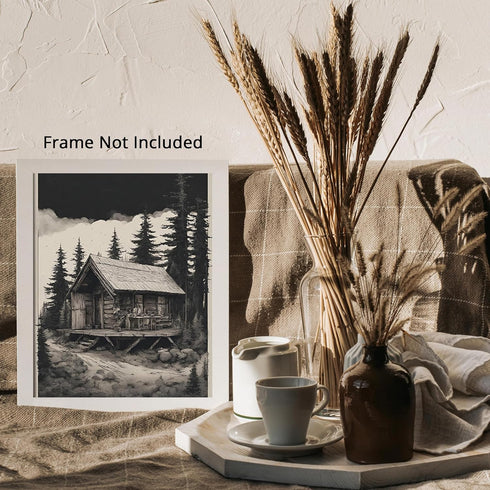 Posterizer 1 pcs- quaint village in the nature-cabins in the wild 2-Landscape & Nature Art-Floral Botanical Art- Decor for Home & Office- unframed...