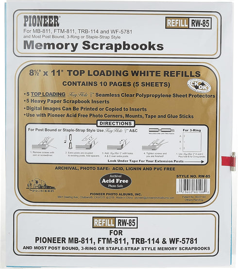 Pioneer Page Protector 8.5X11 5pk Holds 10 Pages W5 Inserts...