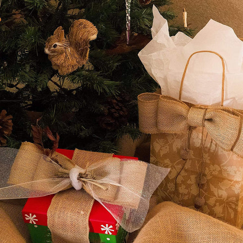 Burlap Ribbon, Lainrrew 6" Wide Burlap Fabric Ribbon Craft Ribbon Natural Burlap Ribbon with Finisheh Edges for Gift Wrapping, Craft Project, Home...