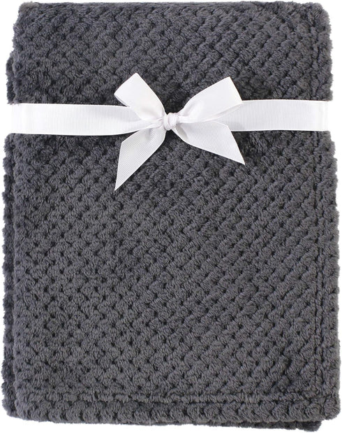 Hudson Baby Unisex Baby Plush Waffle Blanket, Charcoal, One Size...