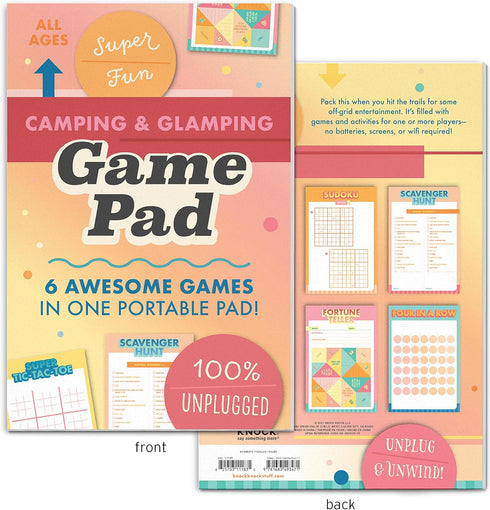 Knock Knock Camping On-The-Go Game Pad, Glamping & Outdoor Activities for Kids, 6 Games (Finish The Doodle, Sudoku, Scavenger Hunt, Super Tic-Tac-...