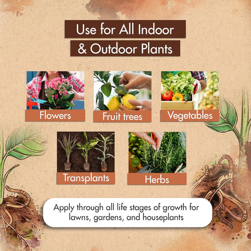 Worm Castings for Plants, Earthworm Casting Organic Fertilizer, Bokashi Booster, Worm Tea Made from Compost Worms, Liquified & Concentrated Vermic...