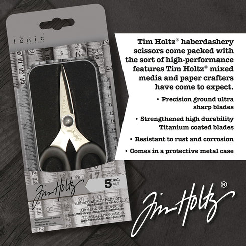Tim Holtz Small Scissors - 5 Inch Scissors All Purpose for Cutting Fabric, Crafting, and Sewing - Heavy Duty Mini Scissors with Titanium Micro Poi...