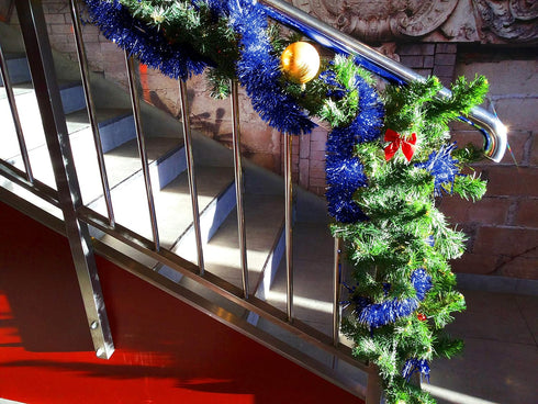 Christmas Tree Royal Blue Tinsel Garland Metallic Streamers Celebrate a Holiday Hanukkah Party Happy New Year Party Ceiling Hanging Decorations In...