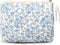 Makeup Bag Large Travel Quilted Cosmetic Makeup Bag Organizer, Floral Cotton Coquette Aesthetic Toiletry Bag for Women Girls (Blue Floral)...