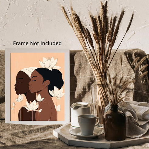 Posterizer 1 pcs-minimalist African woman art with pretty flowers 2-Afro-American Art Collection-Abstract & Modern Art-Chic Home Decor- unframed w...