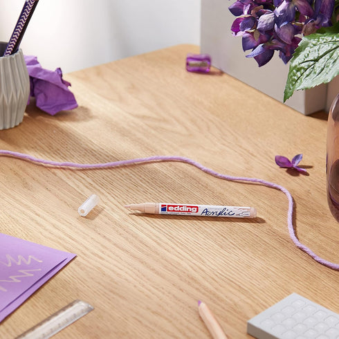 edding 5300 acrylic marker fine - beige - 1 waterproof acrylic paint marker - fine round nib 1-2mm - acrylic paint pen for drawing on canvas, art ...