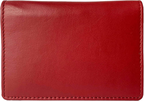RFID Leather Wallet for Men or Women Travel Bifold Card Holder Full Grain Cow Nappa 4"x3" Expandable to 1" Thick (Red Nappa)...