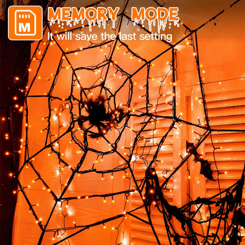 66 FT 200 LED Halloween Lights, Orange Outdoor String Lights with 8 Lighting Modes, Waterproof Fairy Lights for Christmas Outdoor Party Yard Garde...