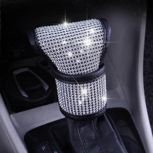 Car Accessories for Women Bling,Universal Car Bling Accessories with Crystal Sparkling Rhinestones for Girls,Lady Universal,White Car Shift Knob C...