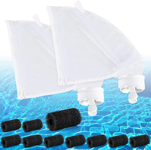 Pool Cleaner Kit for Polaris 280 480, 2Pcs All Purpose Bag with Zipper Closure Replacement Mesh Bag and 10Pcs Sweep Hose Tail Scrubbers Replacemen...