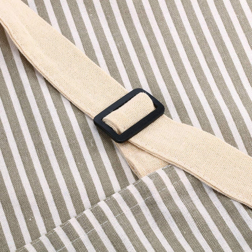 Syhood 2 Pack Aprons with 2 Pocket for Women Men Soft Linen Adjustable Bib Kitchen Cooking Apron for Chefs, Waiters, Baking(Brown Stripes Style)...