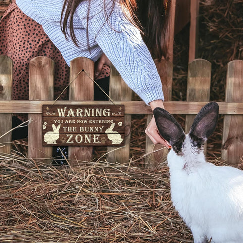 Putuo Decor Funny Rabbit Sign Bunny Rabbit Home Decor Gift Bunny Mom Bunny Lover 12 x 6 Inch (The Bunny Zone) Easter Decorations...
