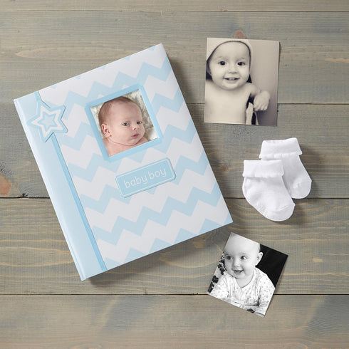 Lil' Peach First 5 Years Chevron Baby Memory Book, Newborn Milestone Keepsake Journal Scrapbook, Gift For New And Expecting Parents, 46 Fill In Pa...