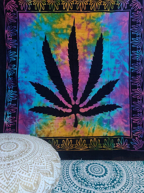 ICC Weed Tapestry Marijuana Wall Hanging leaf Poster Cannabis Hippie Decor Pot Flag Collage Dorm Trippy Bohemian Art psychedelic Small Hippie Rast...