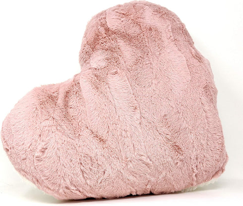 Tache Pink Heart Shaped Pillow - Faux Fur White Fleece Valentine's Romantic Super Soft Stuffed Light Blush Dusty Rose Furry Pillow 16x14 Pink Hear...
