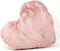 Tache Pink Heart Shaped Pillow - Faux Fur White Fleece Valentine's Romantic Super Soft Stuffed Light Blush Dusty Rose Furry Pillow 16x14 Pink Hear...