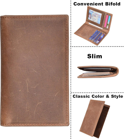 Slim Thin ID/Credit Card Holder RFID Genuine Leather Bifold Front Pocket Wallet...