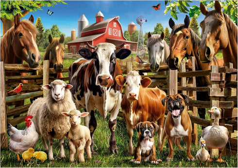Educa - Farmyard Buddies - 500 Piece Jigsaw Puzzle - Puzzle Glue Included - Completed Image Measures 18.9" x 13.4" - Ages 14+ (19905)...