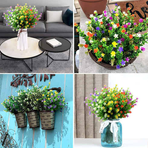 10 Pcs Artificial Flowers, Fake Outdoor Flowers UV Resistant, Lifelike Plastic Flowers for Indoor Outdoors Home Office Garden Wedding Sidewalk Tri...