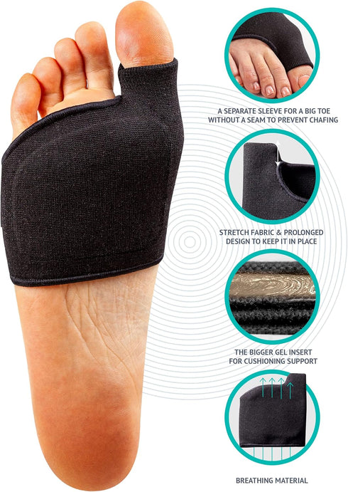 Brison Metatarsal Pads for Women and Men Ball of Foot Cushion - Gel Sleeves Cushions Pad - Fabric Soft Socks for Supports Feet Pain Relief - 2 Pai...