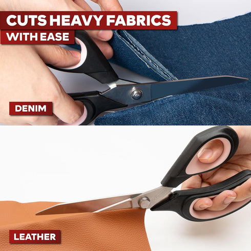 XFasten Sewing Scissors for Fabric Cutting Pink 9.5 Inch Professional Fabric Scissors Sewing | Heavy duty and Large...