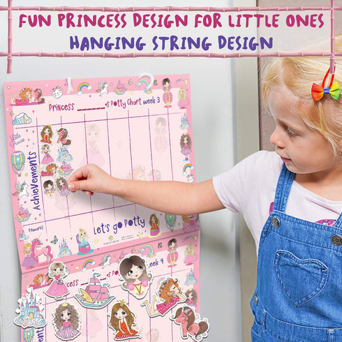ATHENA FUTURES Potty Training Chart for Toddler, Girls, Sticker Chart for Potty Training, 4 Week Reward Chart, Certificate, Instruction Booklet, R...