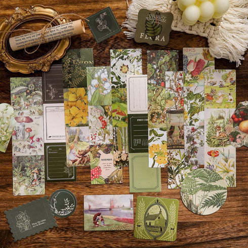 Scrapbooking Supplies Kit, Vintage Botanical Aesthetic Scrapbook Kit for Bullet Junk Journal, Stationery, A6 Grid Notebook, Flower DIY Journaling ...