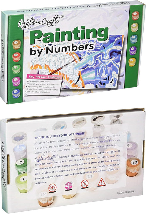 CaptainCrafts New Paint by Numbers for Adults Beginner Children DIY pre-Printed Linen Canvas Oil Painting Kits Home House Decor Gift 16x20 inch - ...