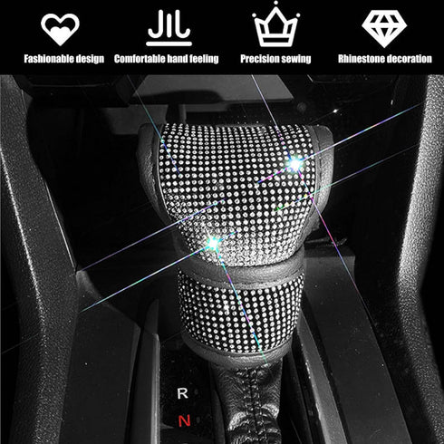 Car Accessories for Women Bling,Universal Car Bling Accessories with Crystal Sparkling Rhinestones for Girls,Lady Universal,White Car Shift Knob C...
